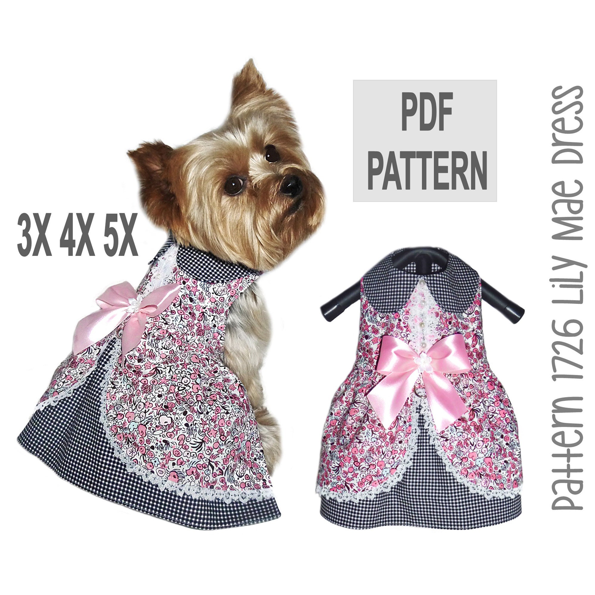 Pink Polka Dot and Lace Dog Dress Set - with Leash, Medium