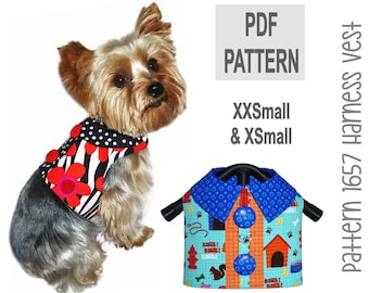 Dog Harness Sewing Pattern 1657 - Dog Clothes Pattern - Pet and Dog Vests - Small Dog Shirt - Dog and Pet Apparel - Pet Harness - XXSm & XSm