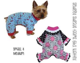 Sweet Dreams Dog Pajamas Pattern 1749 * Dog Onesies * Dog PJs * Dog Winter Clothes * Dog Onesie Pajamas * Small Dog Pajamas * Sm & Med
