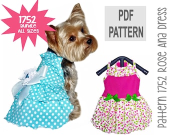 Rose Ana Dog Dress Sewing Pattern 1752 - Pet Dog Clothes Patterns - Dog Clothing - Dog Dresses - Dog Apparel - Dog Outfit - Bundle All Sizes