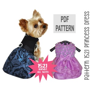 Mönster för prinsessklänning till hund – Paket i alla storlekar – PDF DIY-outfit med strass för bröllop