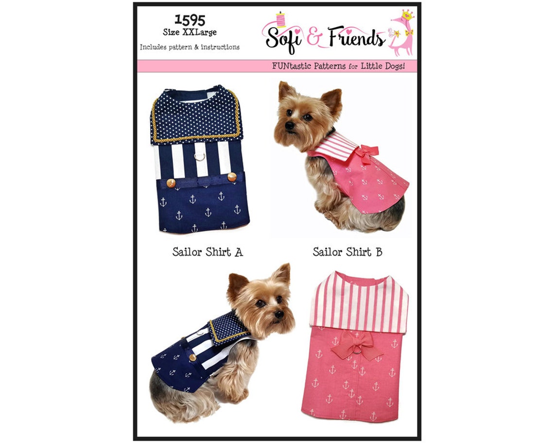 Dog Sailor Shirt Sewing Pattern 1595 Nautical Pet Dog and Etsy