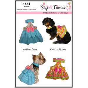 Kati Lou Dog Dress and Dog Blouse Sewing Pattern 1551 Dog Sewing Patterns Dog Dresses Pet Dog Apparel Pet Harness Bundle All Sizes image 4