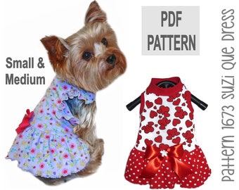 Suzi Que Dog Dress Sewing Pattern 1673 - Dog Summer Clothes - Dog Dresses - Pet Dog Clothes Pattern - Dog Clothing - Dog Apparel - Sm & Med