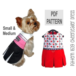Cheerleader Dog Dress Sewing Pattern 1639 | Small - Medium | Dog Clothes Pattern | Game Day Dog Outfit | Pep Rally & Team Spirit Dog Dress