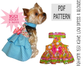 Kati Lou Dog Dress Sewing Pattern | Bundle 3 Sizes | PDF DIY Ruffle Dress
