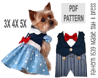 Maisie Hunde Schnittmuster 3X4X5X - PDF Tuxedo and Ruffle Outfit
