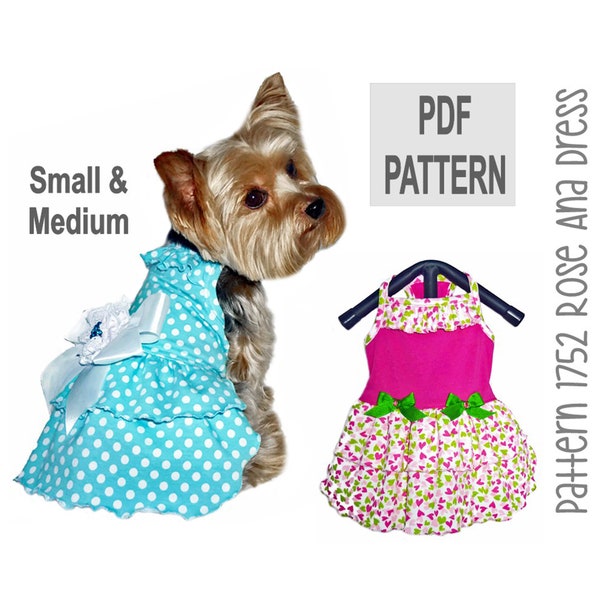 Rose Ana Dog Dress Sewing Pattern 1752 - Pet Dog Clothes Patterns - Dog Clothing - Pet Dog Dresses - Dog Apparel - Dog Outfits - Sm & Med