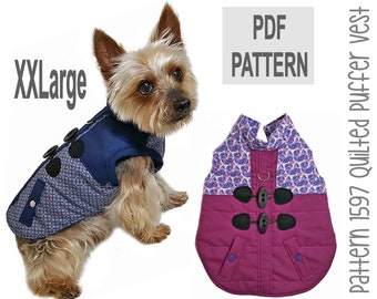 Quilted Dog Puffer Vest Sewing Pattern XXLg – PDF DIY Winter Jacket for Pets