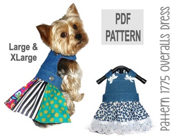 Overalls Dog Dress Sewing Pattern 1775 - Dog and Cat Clothes Patterns - Dog and Cat Dresses - Dog Apparel - Designer Dog Clothes - Lg & XLg