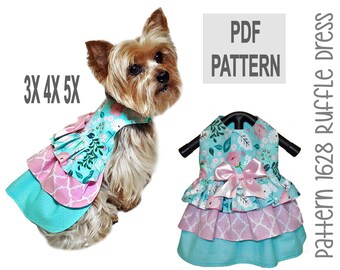 Ruffle Dog Dress Sewing Pattern 1628 - Dog Clothing Pattern - Dog Dresses - Dog Harness - Dog Outfits - Dog Clothes - Pet Clothes - 3X 4X 5X