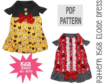 Eloise Dog Dress Sewing Pattern 1568  - Small Dog Clothes Sewing Patterns - Small Dog Dress Harness - Pet Dog Cat Clothes - Bundle All Sizes