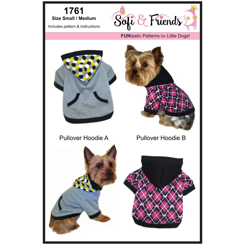 Dog Hoodie Sewing Pattern 1761 Dog Clothes Patterns Dog Etsy