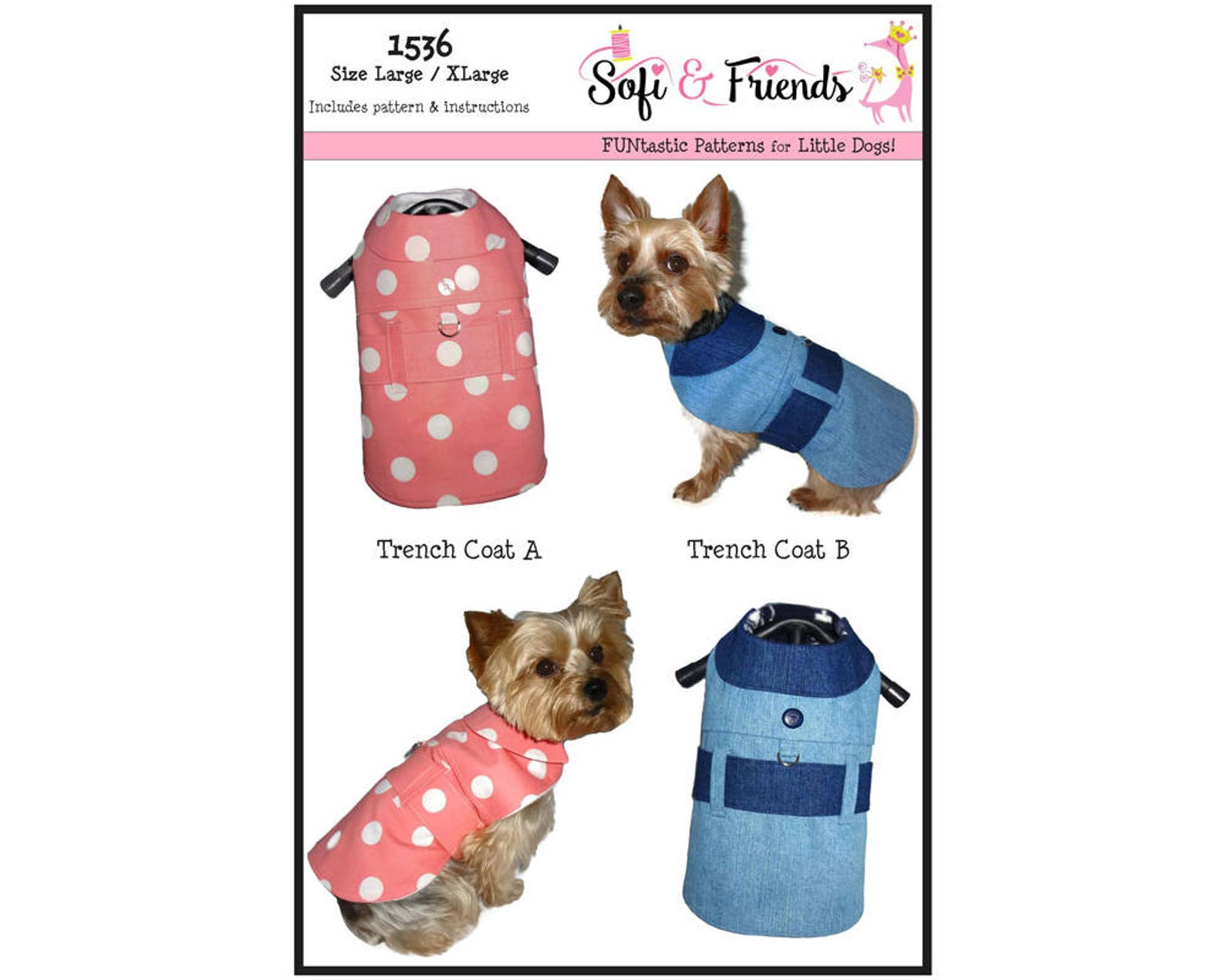 Dog Trench Coat Sewing Pattern 1536 Pet Dog and Cat Clothes Etsy
