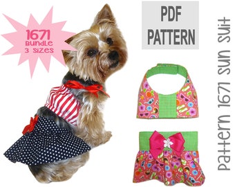 Dog Sun Suit Sewing Pattern | Bundle 3 Sizes | PDF DIY Bikini or Swimsuit Outfit