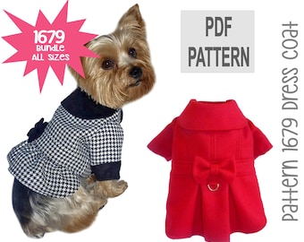 Dress Dog Coat Sewing Pattern 1679 - Small Dog Coats - Winter Dog Coat Patterns - Pet Coats - Dog Jackets - Pet Jackets - Bundle All Sizes