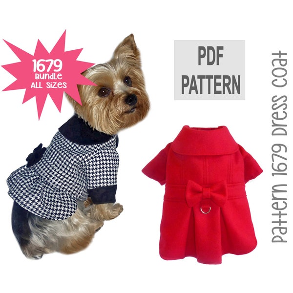 Dress Dog Coat Sewing Pattern 1679 - Small Dog Coats - Winter Dog Coat Patterns - Pet Coats - Dog Jackets - Pet Jackets - Bundle All Sizes