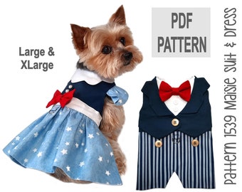 Maisie Dog Suit and Dog Dress Sewing Pattern 1539 - Wedding Dog Clothes - Dog Wedding Suit - Dog Vest - Designer Dog Patterns - Lg & XLg