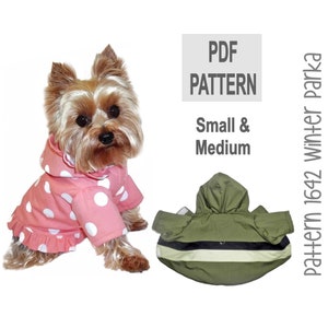 Winter Dog Coat Sewing Pattern 1642 - Dog Clothes PDF Sewing Patterns - Dog Coats - Dog Jackets - Pet Coat - Designer Dog Clothes - Sm & Med