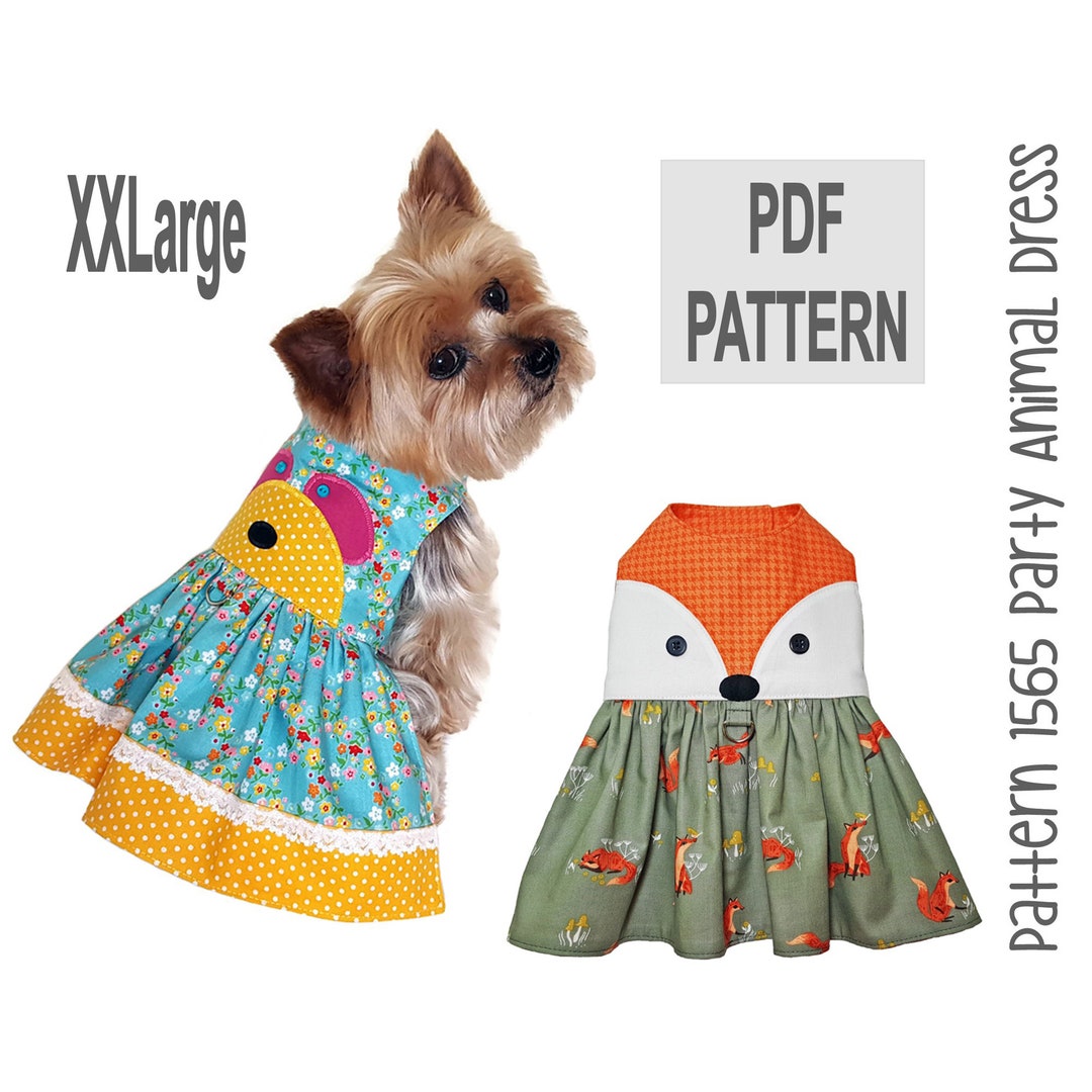 Party Animal Dog Dress Sewing Pattern 1565 | Xxlarge | Fun Fox & Bear ...