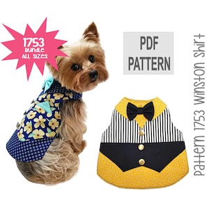 Winston Dog Vest PDF Sewing Pattern 1753 | Bundle All Sizes | Small Dog Wedding Vest Outfit | Medium Dog Harness Vest | Easy DIY Dog Vest