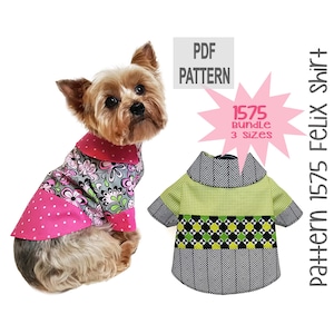 Felix Dog Shirt PDF Pattern 1575 | Bundle 3 Sizes | Color Block Dog Shirt Sewing Pattern | Mid Century Modern Dog Shirt | Instant Download