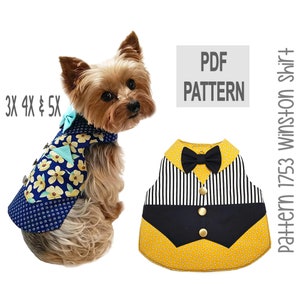 Winston Dog Vest PDF Sewing Pattern 1753 | 3X 4X 5X | Small Dog Wedding Vest Outfit | Medium Dog Harness Vest | Easy DIY Dog Vest