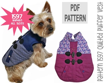 Quilted Dog Puffer Vest Sewing Pattern | Bundle All Sizes | PDF DIY Winter Jacket