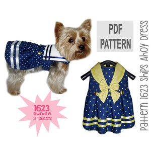 Sailor Dog Dress Sewing Pattern 1623 | Bundle 3 Sizes | PDF Pattern | Nautical Dog Dress Pattern | DIY Dog Clothes | Handmade Dog Dress