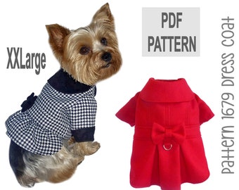 Dress Dog Coat Sewing Pattern 1679 - Dog Jacket Patterns - Small Pet Coats - Winter Dog Jackets - Pet Jackets - Designer Dog Clothes - XXLg