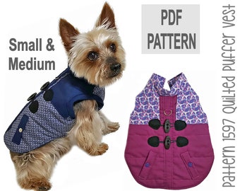 Quilted Dog Puffer Vest Sewing Pattern Sm/Med – PDF DIY Winter Jacket for Pets