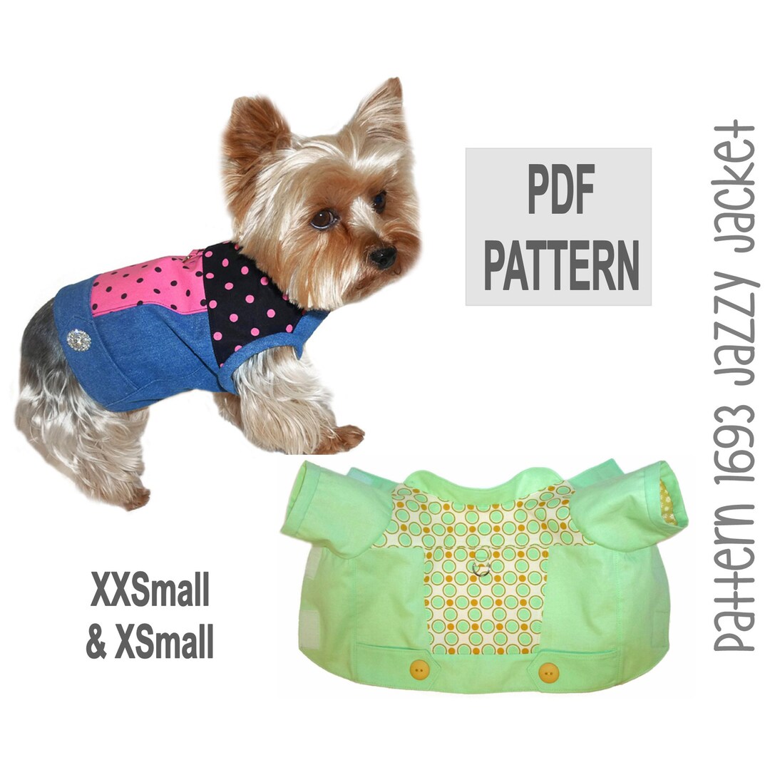 Jazzy Dog Jacket Sewing Pattern Xxsm/xsm – PDF DIY Coat With Sleeves or ...