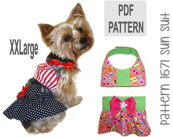 Dog Sun Suit Sewing Pattern XXLg – PDF DIY Ruffle Bikini or Swimsuit Outfit