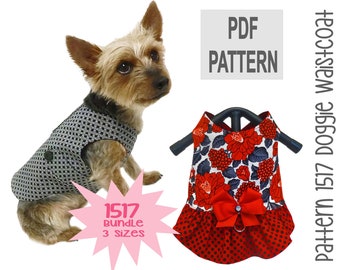 Patrón de costura para chaleco de perro (3 tallas) - PDF - Arnés clásico o con volantes