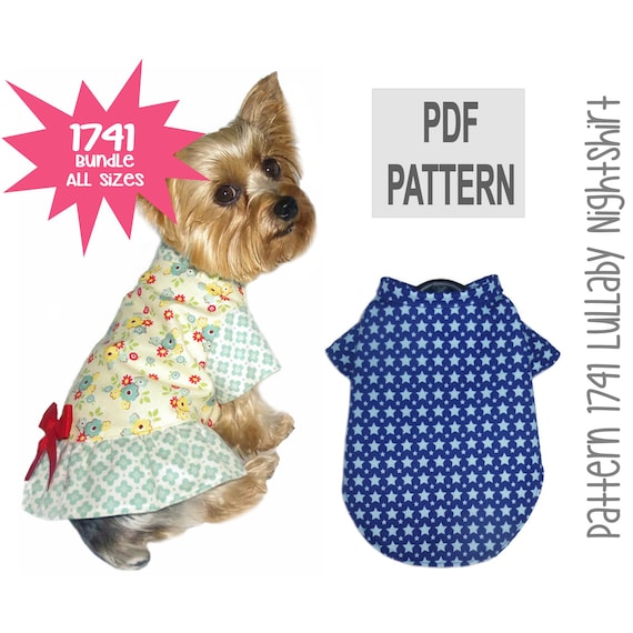Dog Pajamas Sewing Pattern 1741 Dog Pjs Dog Clothes Pattern Dog Flannel Shirt Dog Nightgown Dog Flannel Pajamas Bundle All Sizes Etsy Australia
