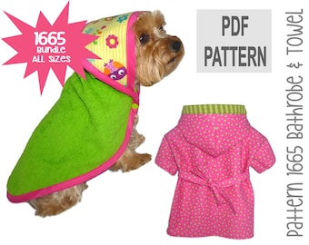 Dog Bathrobe and Towel Sewing Pattern 1665 - Dog Clothes Patterns - Dog Robe - Dog Kimono - Pet Dog Pajamas - Pet Apparel - Bundle All Sizes