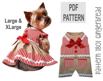 Kersthondjurk en -pak pdf-patroon LG/XLg – Peperkoekoutfit voor de feestdagen