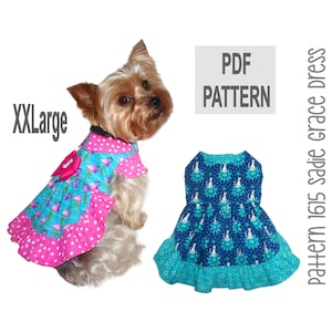 Sadie Grace Hundekleid Schnittmuster XXLg - PDF DIY Rüschen-Outfit für Haustiere