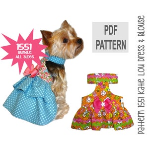Kati Lou Dog Dress Pattern 1551 | Bundle All Sizes | Ruffle Dog Dress & Blouse | DIY Small Dog Clothes | Pet Clothing PDF | Instant Download