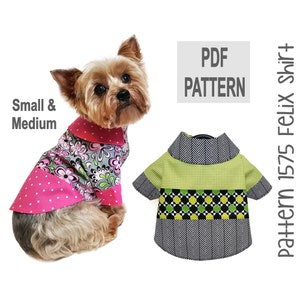 Felix Dog Shirt PDF Pattern 1575 | Small-Medium | Color Block Dog Shirt Sewing Pattern | Mid Century Modern DIY Dog Shirt | Instant Download
