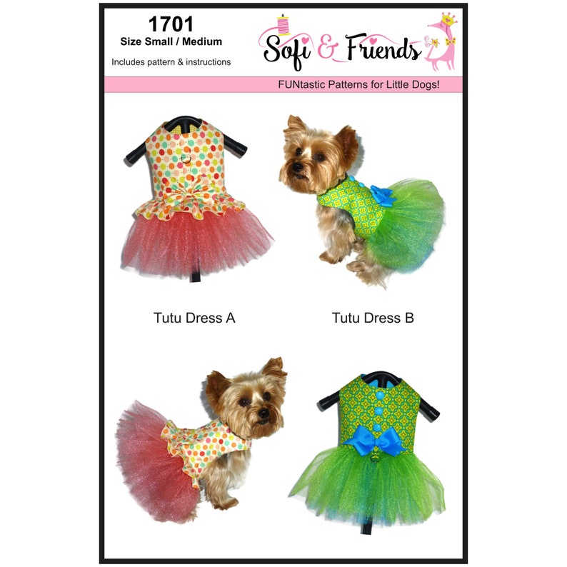 Dog Tutu Dress Sewing Pattern 1701 Pet Tutu Cat Tutu Dog Dresses Dog Clothes Pattern Designer Dog Clothes Dog Costume Sm & Med image 4