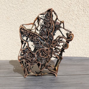 Vintage Indonesian Copper Batik Textile Fabric Stamp - Rare BUTTERFLY Insect