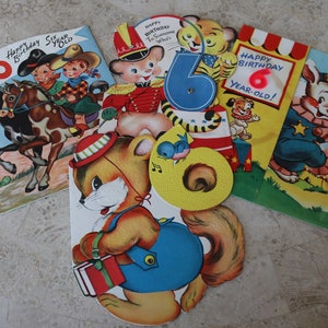 Adorabile Vintage HAPPY 6th BIRTHDAY 6 Year Old Greeting Card Lot Collectible Ready to be Framed/Re-Purposed Retro Designs/Graphics Decoupage