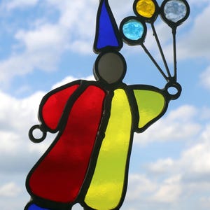 Vintage Metal & Stained Glass CIRCUS CLOWN Suncatcher from the Tiffany-Stained Glass Collectors Society with Original Box COA