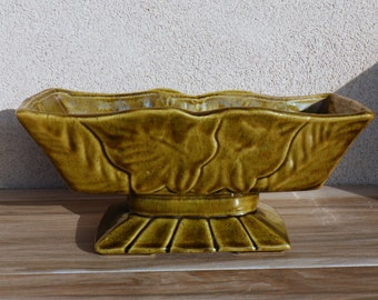 Large Vintage Art Pottery AVOCADO 1970s Green Vase/Planter Mid Century Modern USA Garden Home Decor Bonsai Fern Succulent Ikebana Air Plant