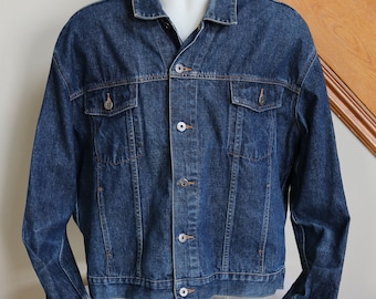 Vintage GUESS Denim Jean Jacket Extra Large XL Men's Classic Trucker Country Western Rock 1990s Nice Wash Style M9113807 - Great Shape