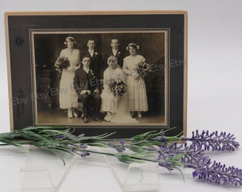 Fabulous 1920s WEDDING Vintage PHOTO Bride Groom Maid of Honor Groomsmen - Rose Bridal Bouquets - Great Gatsby - Downton Abbey Style Decor