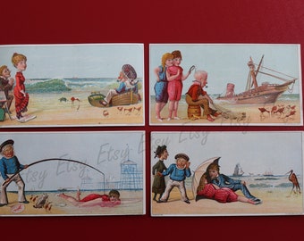 Antique 1880s Vintage Victorian Trade Trading Card Lot Collectible Ephemera Sea Shore Beach Amusement Park Pier Scenes - Ready to be Framed