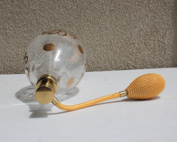 Large Vintage Perfume Atomizer Crackle Glass Art … - image 7