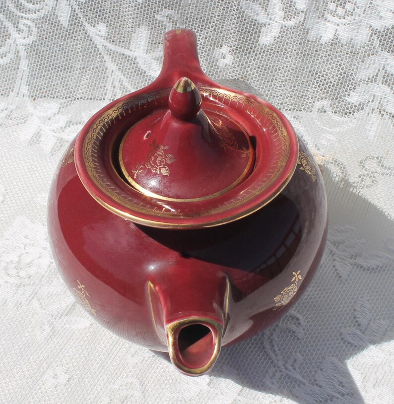 Vintage HALL TEAPOT 6cup Made in USA Maroon Dark Mauve Etsy